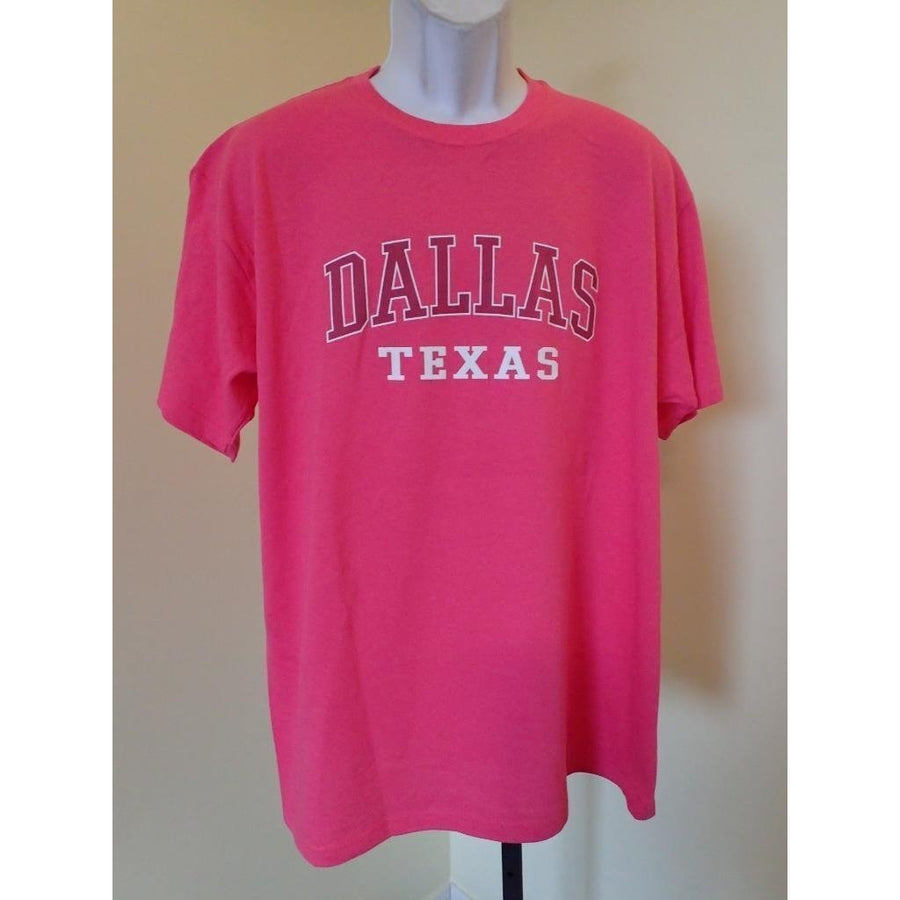 - DALLAS TEXAS unisex ADULT XLARGE (XL) pink T-Shirt by J. America 73YW Image 1