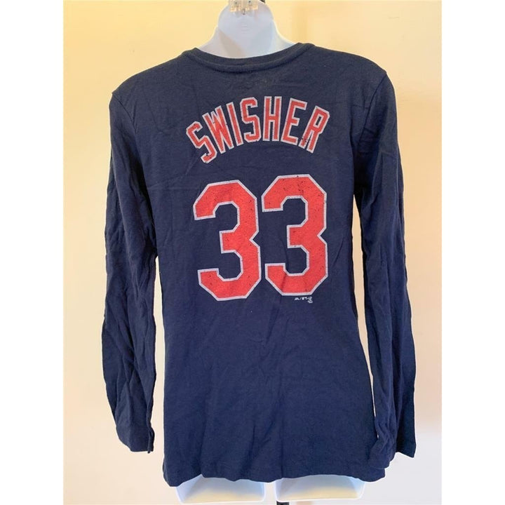 Cleveland Indians 33 Nick Swisher Girls Size XL Blue Shirt Image 3