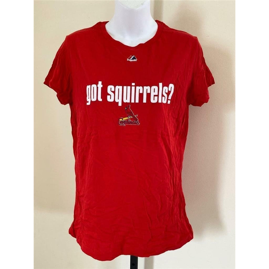 St. Louis Cardinals "Got Squirrels" Womens Size L Large Red Shirt Image 1