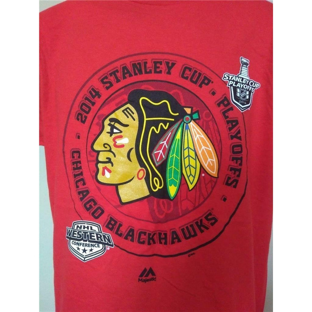 Chicago Blackhawks 2014 Stanley Cup Playoffs Mens Size M Red Majestic Shirt Image 2