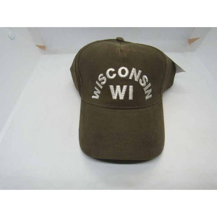 Wisconsin WI Mens Size OSFA Brown Corduroy Adjustable Hat Image 3