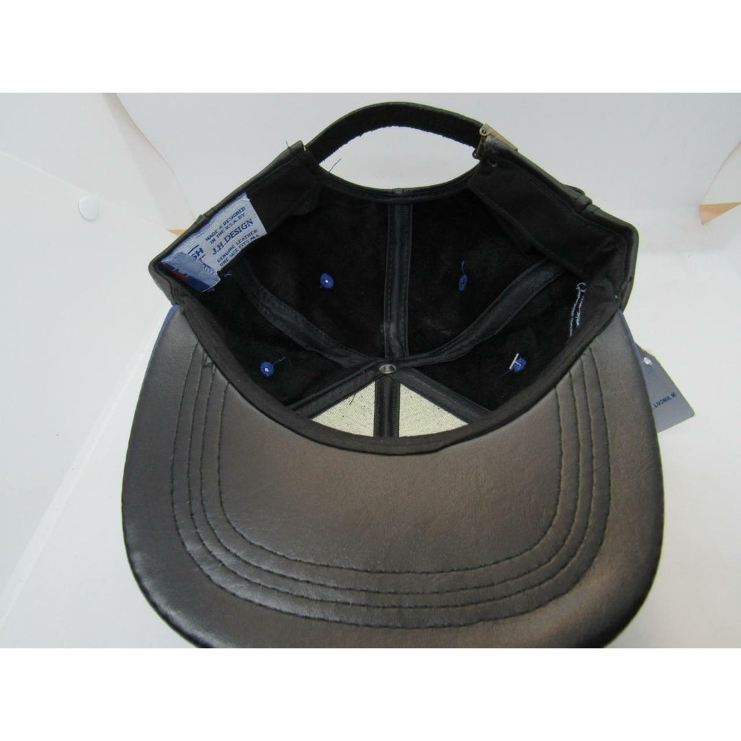 Ted Musgrave 16 Roush Racing Black Blue Leather MENS OSFA Vintage Hat Image 3