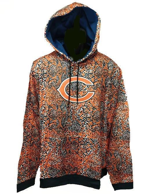 Chicago Bears Mens Sizes L Large Orange Navy White Zubaz Hoodie Image 1