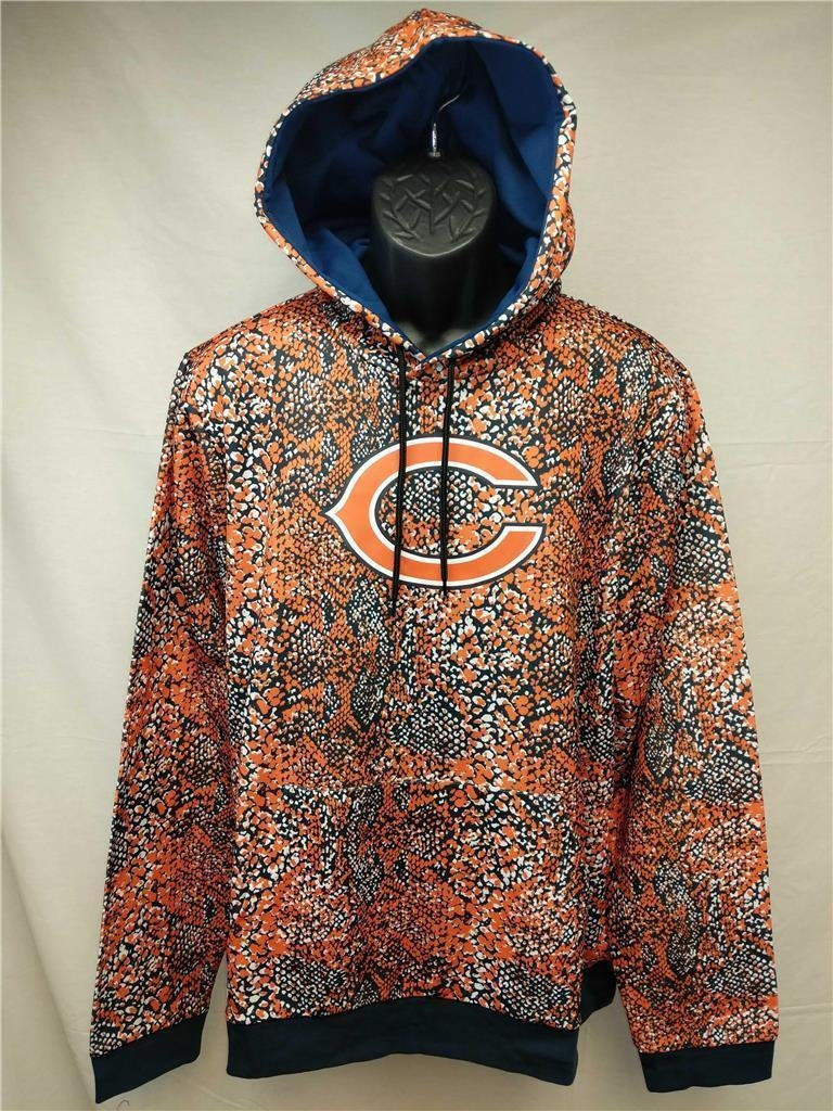 Chicago Bears Mens Sizes L Large Orange Navy White Zubaz Hoodie Image 2