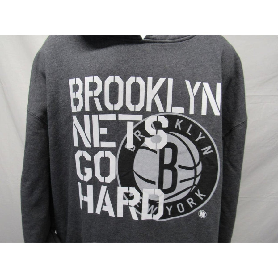 Brooklyn Nets Go Hard Mens Size 5XL 5XLarge Gray Hoodie Image 1