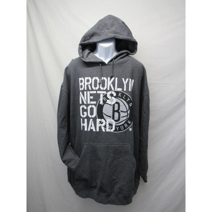 Brooklyn Nets Go Hard Mens Size 5XL 5XLarge Gray Hoodie Image 4