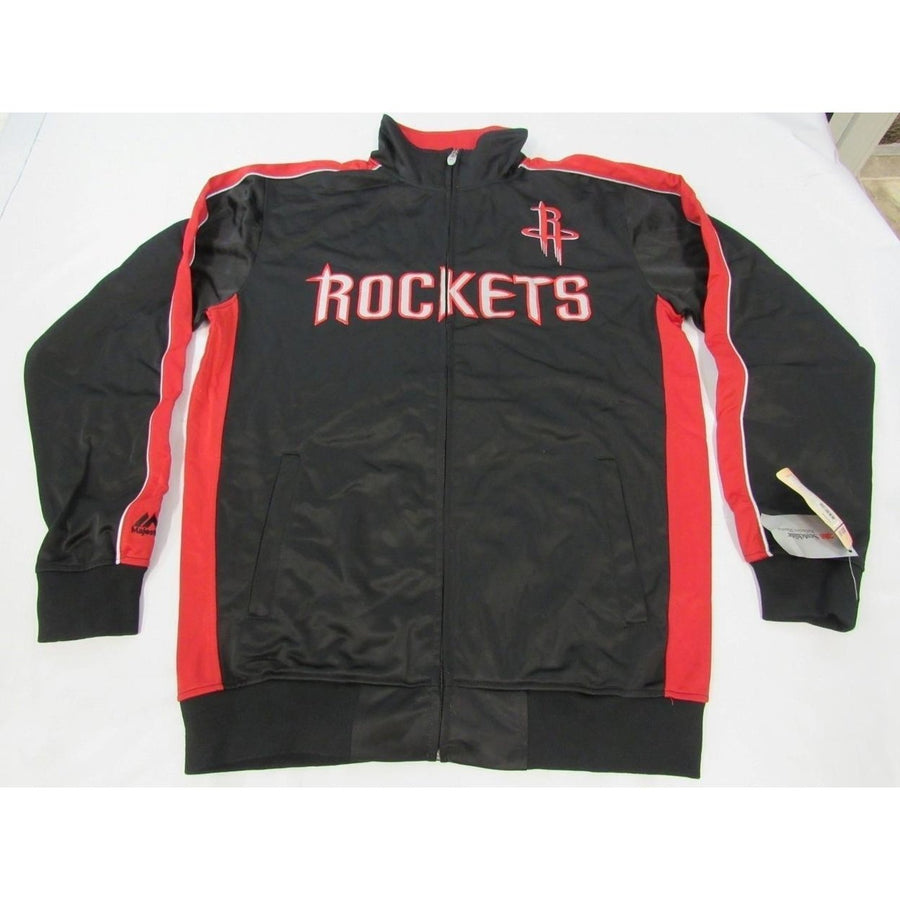 Houston Rockets Mens Size M-Tall Black Majestic Polyester FullZip Jacket 70 Image 1