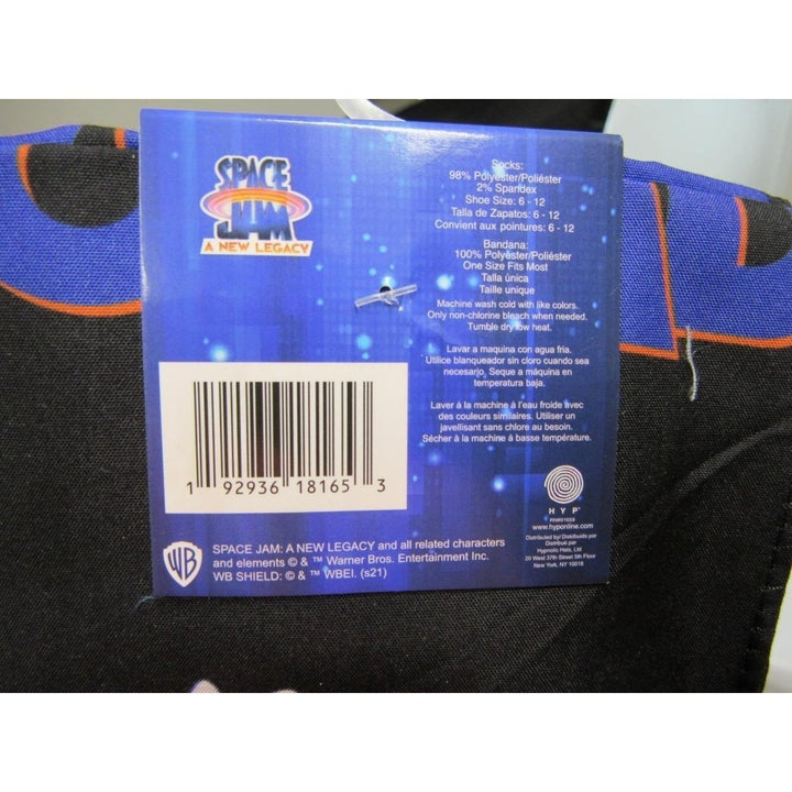 Space Jam Tune Squad Mens Sizes 6-12 OSFA Blue Crew Socks and Bandana Image 4