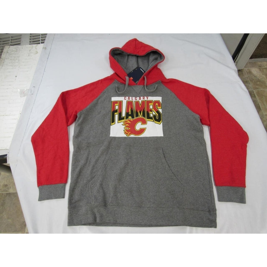 Calgary Flames Mens Size XL XLarge Gray Red Hoodie Image 1