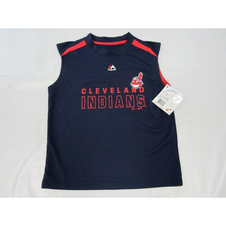 Cleveland Indians Child Size L (7) Navy Blue Polyester Majestic Tank 38 Image 1