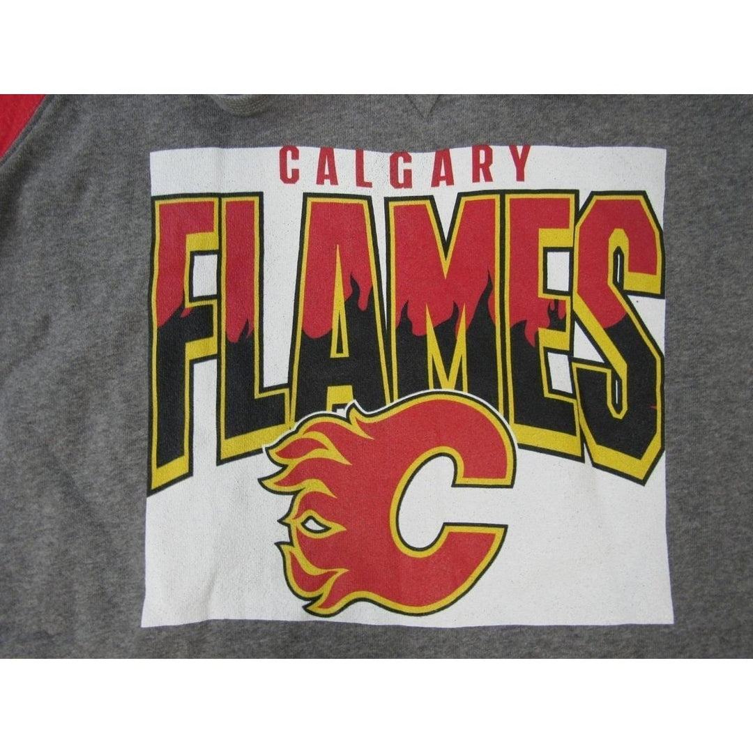 Calgary Flames Mens Size XL XLarge Gray Red Hoodie Image 3