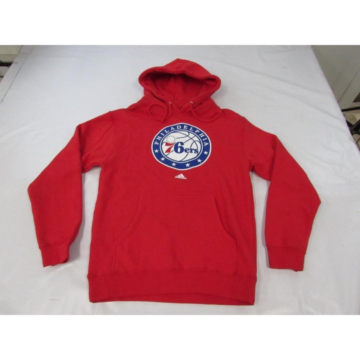 Philadelphia 76ers Mens Size S Small Red Adidas Hoodie Image 1