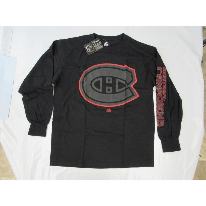 Montreal Canadiens Mens Size L Large Black Majestic Long Sleeve Shirt Image 3