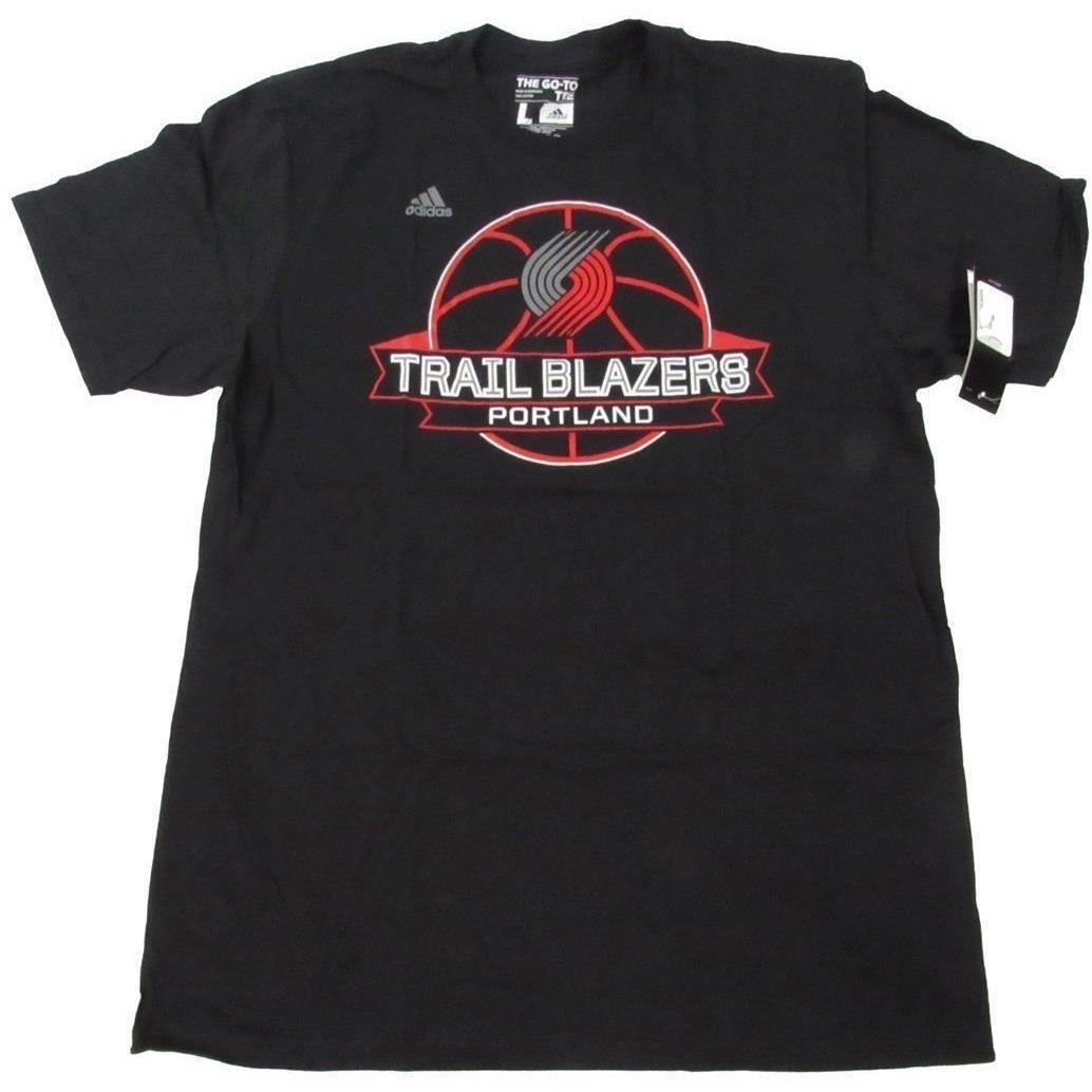 Portland Trail Blazers Mens Size L Large Adidas Black Shirt 22 Image 1