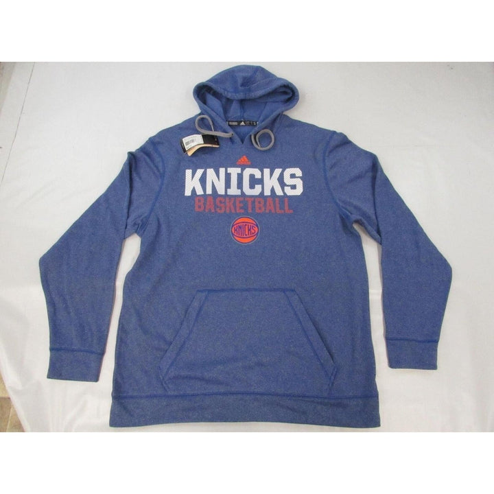 York Knicks Mens Size L Large Climawarm Heather Blue Adidas Hoodie 65 Image 1