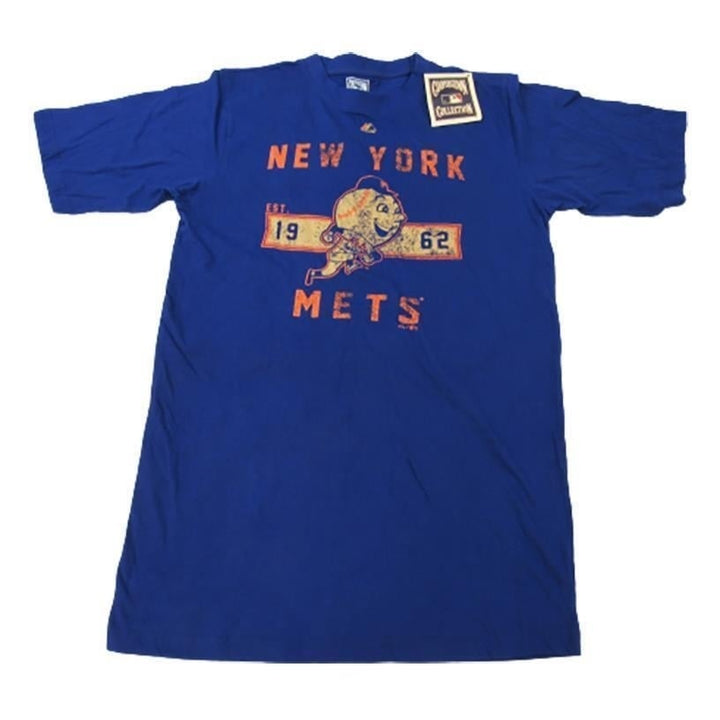 York Mets Mens Size M-Tall Majestic Cooperstown Blue Shirt Image 1