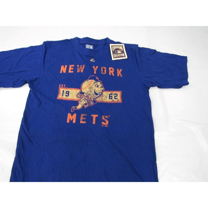 York Mets Mens Size M-Tall Majestic Cooperstown Blue Shirt Image 2