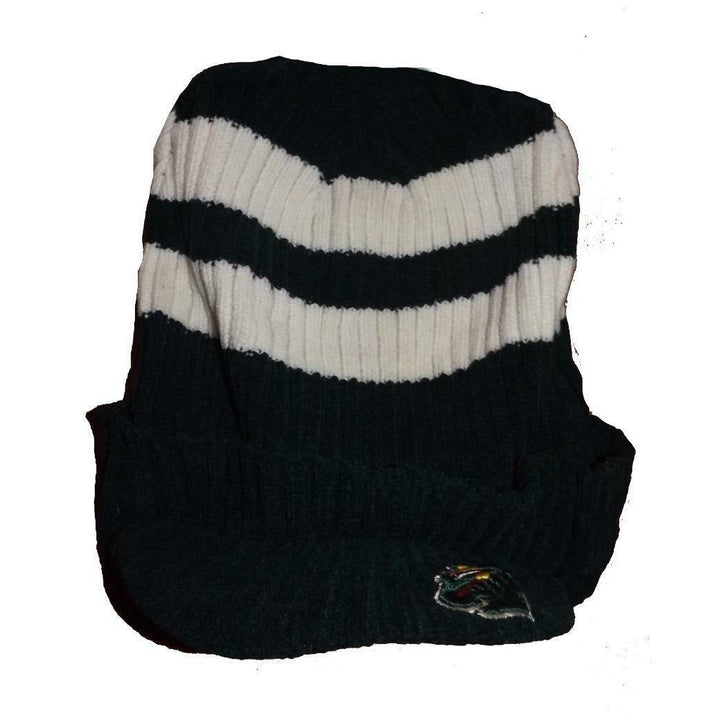 Minnesota Wild Mens Size OSFA Green White Striped Knit Beanie Hat w/ Brim Image 1