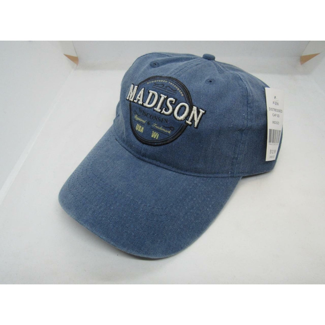 Madison Wisconsin WI Mens Size OSFA Blue Adjustable Hat Image 2