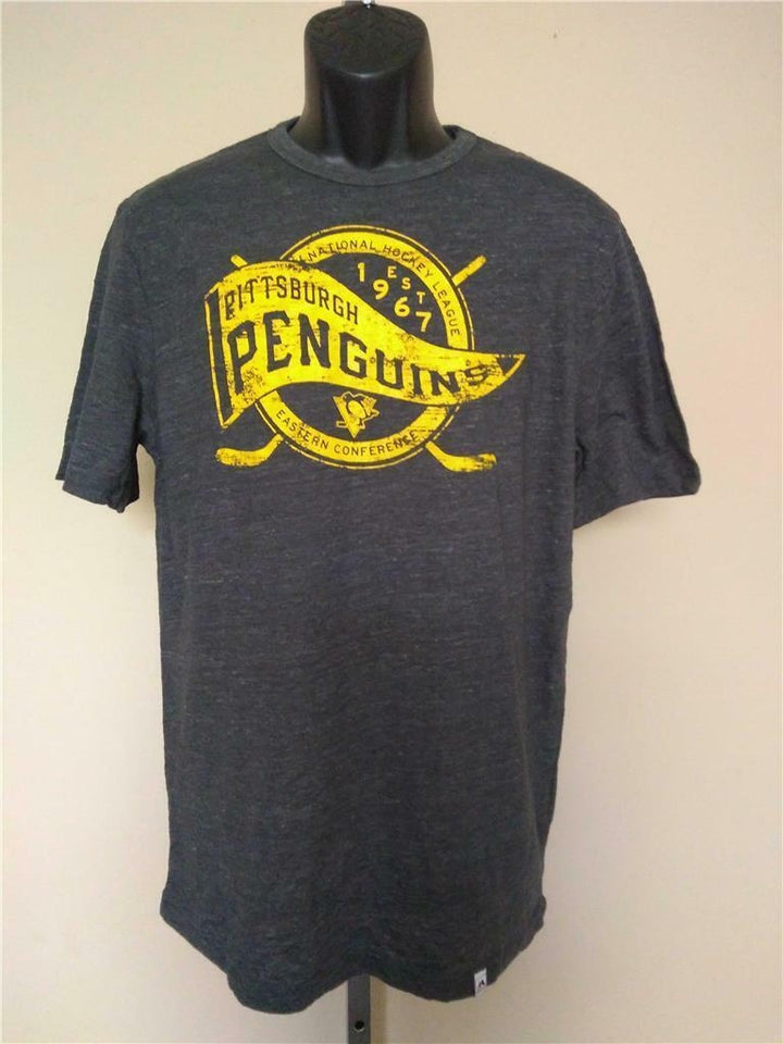 Pittsburgh Penguins Mens Size L Large Gray Majestic Shirt Image 1