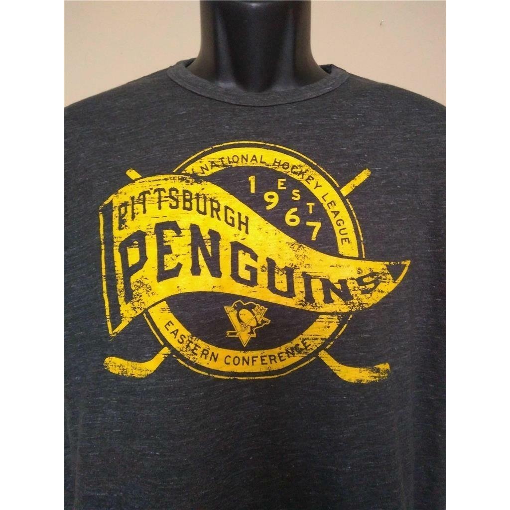 Pittsburgh Penguins Mens Size L Large Gray Majestic Shirt Image 2