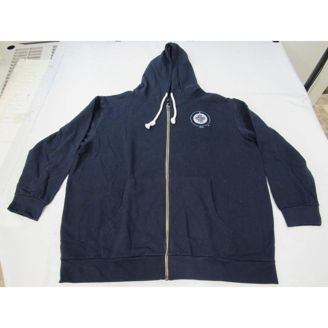 Winnipeg Jets Mens Size 1XL Blue Full Zip Jacket Hoodie Image 1