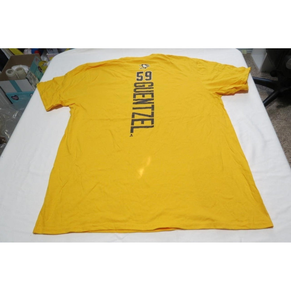 Pittsburgh Penguins 59 Jake Guentzel Mens Size XL XLarge Yellow Shirt Image 2