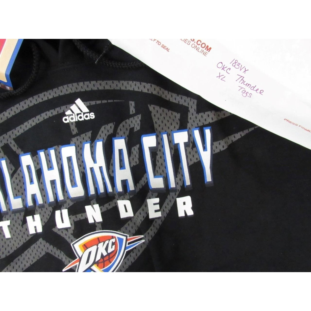 OKC Oklahoma City Thunder Mens Size XL XLarge Black Adidas Hoodie Image 4