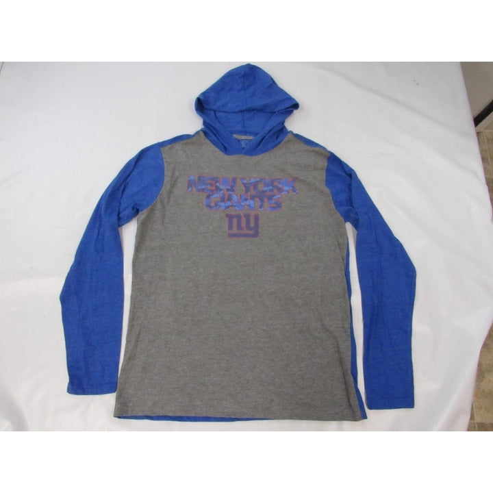 York Giants Mens Size L Large Gray/Blue Long Sleeve Hoodie Shirt Image 1