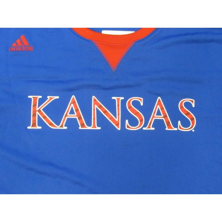 Kansas Jayhawks Mens Size 4XL 4XLarge Adidas Blue Sideline Shooting Shirt Image 3