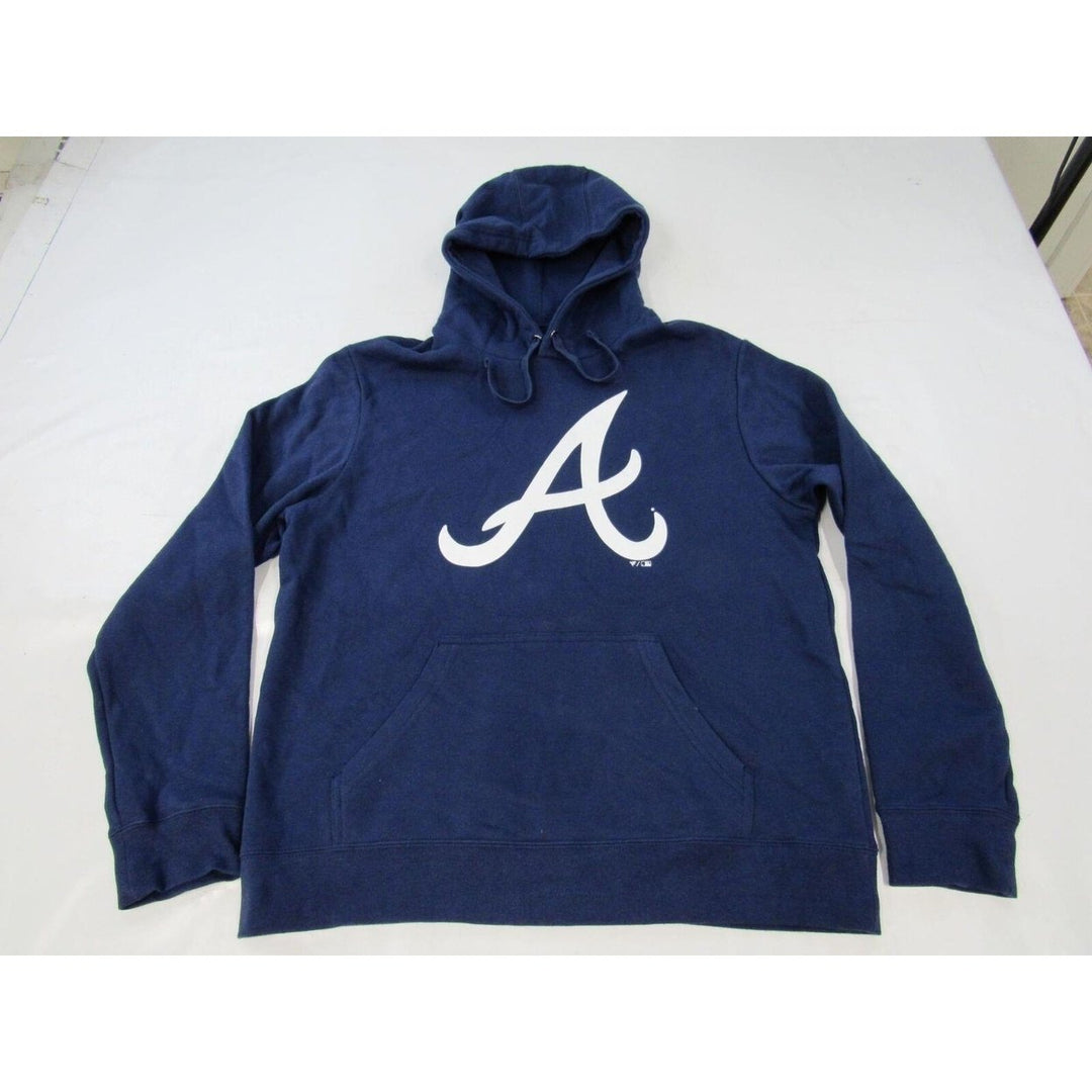 Atlanta Braves 8 Eddie Rosario Mens Size L Large Navy Blue Hoodie Image 1