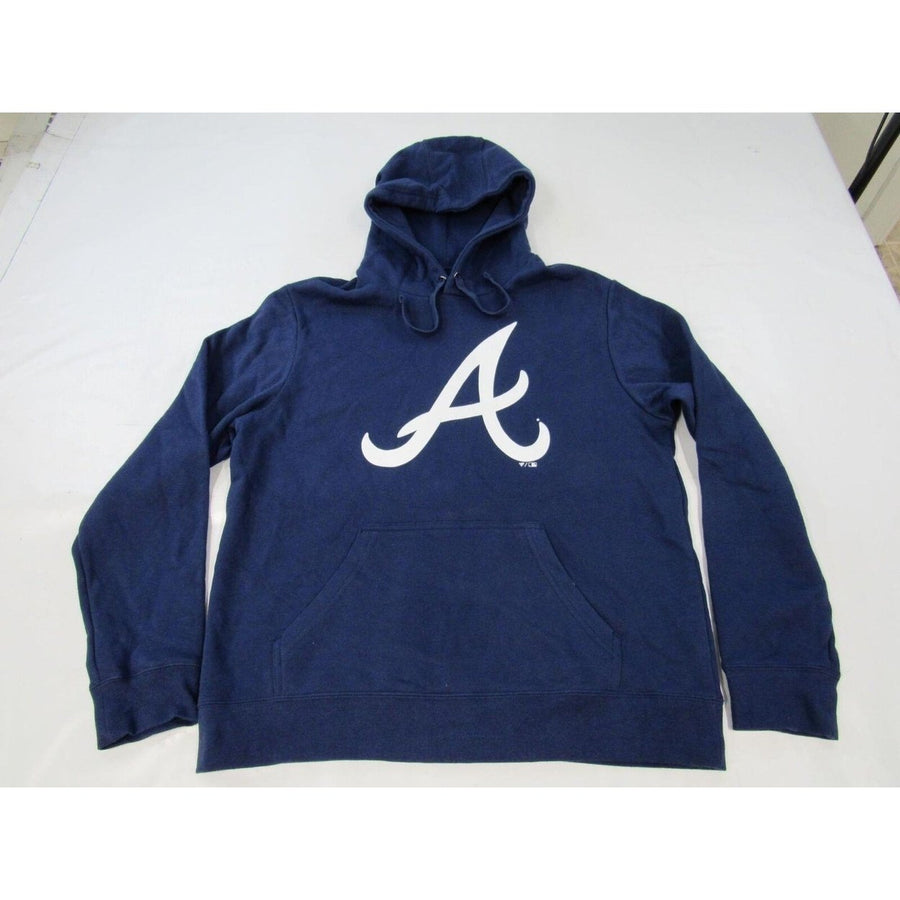 Atlanta Braves 8 Eddie Rosario Mens Size L Large Navy Blue Hoodie Image 1