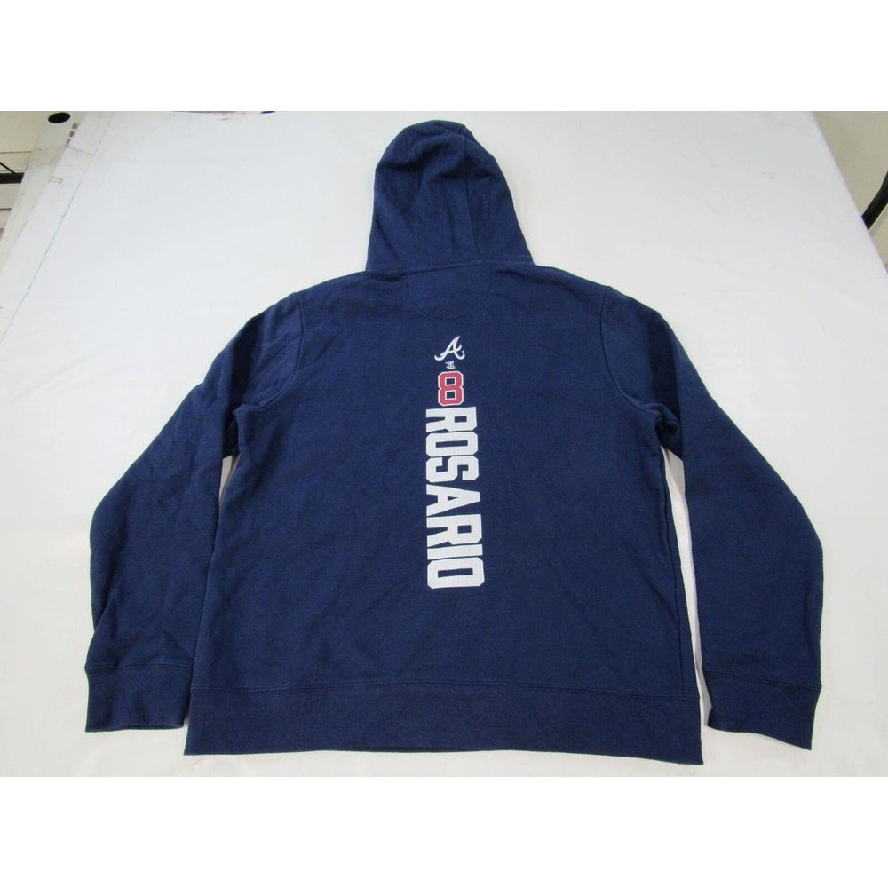 Atlanta Braves 8 Eddie Rosario Mens Size L Large Navy Blue Hoodie Image 2