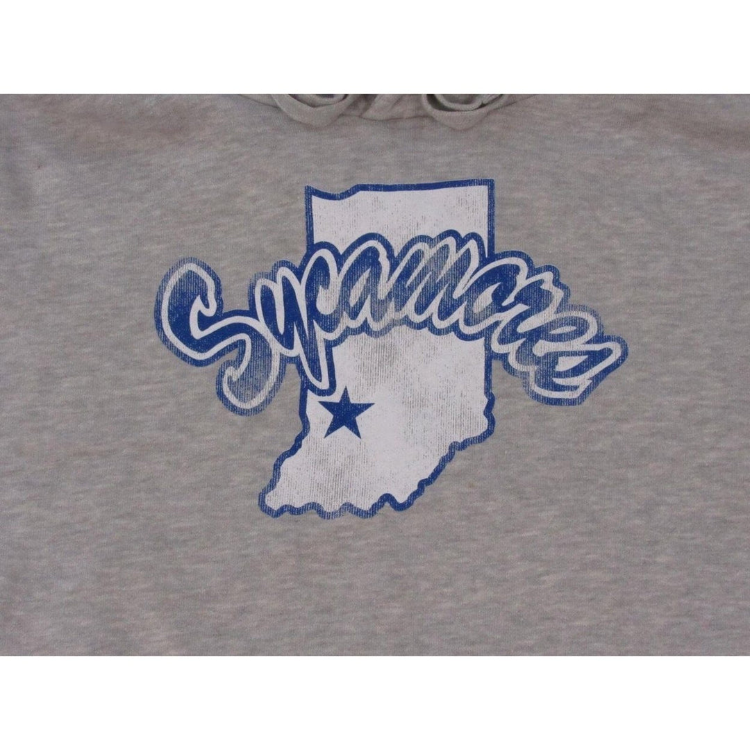 Indiana State Sycamores Mens Size M Medium Gray Hoodie w/ Distressed Print Image 3