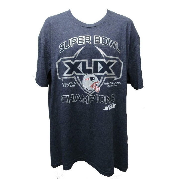 Super Bowl XLIX England Patriots Mens Size 2XL 2XLarge Blue Shirt Image 1