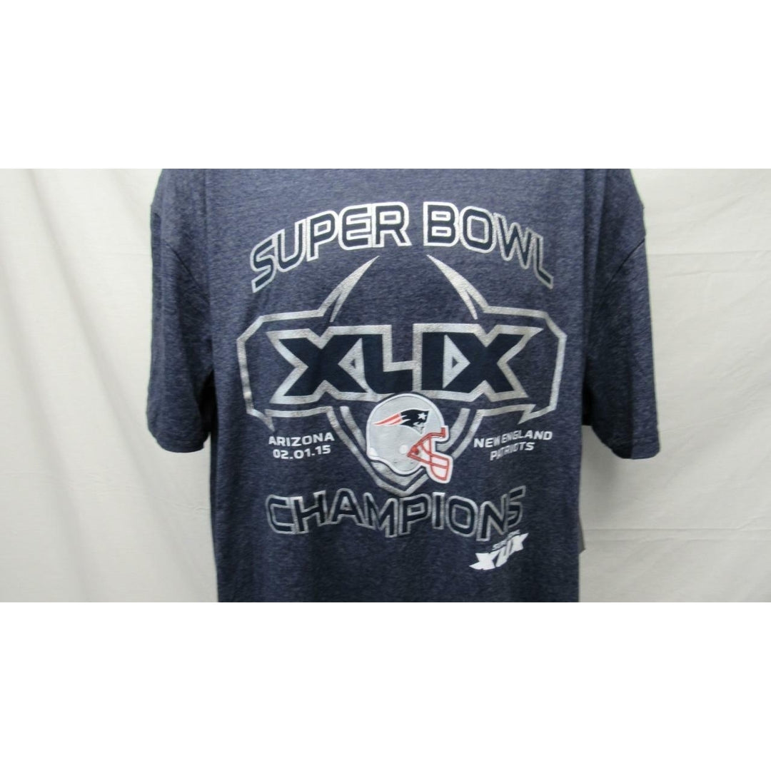 Super Bowl XLIX England Patriots Mens Size 2XL 2XLarge Blue Shirt Image 4