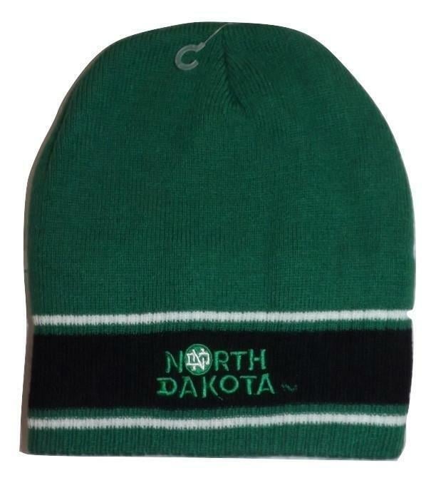 North Dakota Fighting Hawks Youth Size 8-20 OSFA Green Knit Adidas Beanie Image 1