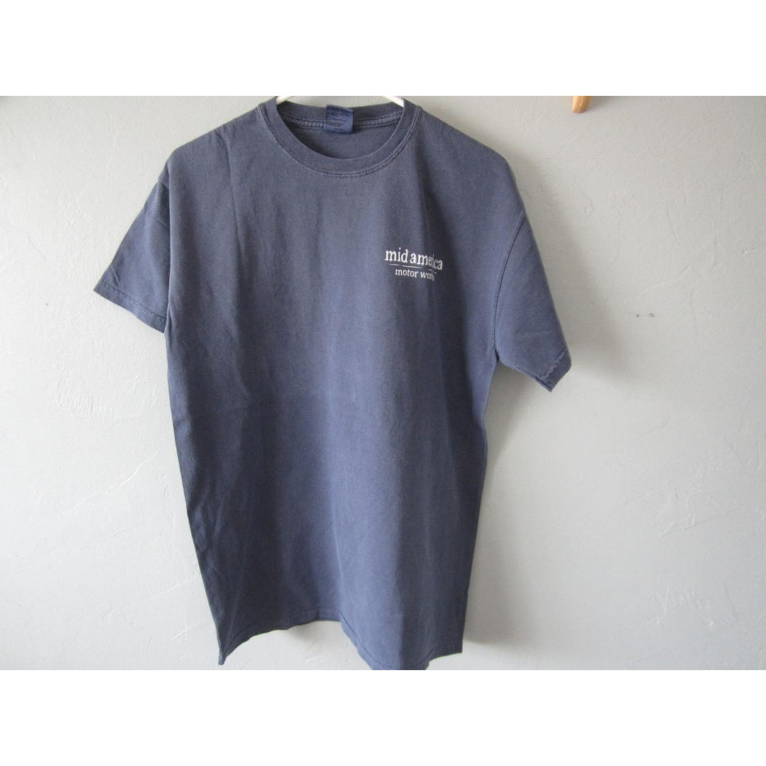 MID AMERICA MOTOR WORKS ADULT SIZE M MEDIUM BLUE T-shirt Image 1