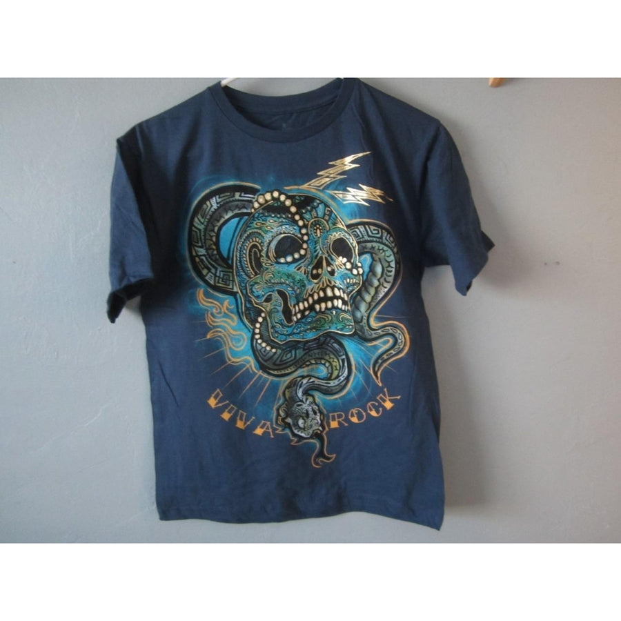 VIVA ROCK SKULL AND SNAKE GRAPHIC Shirt YOUTH SIZE M MEDIUM 68WJ Image 1