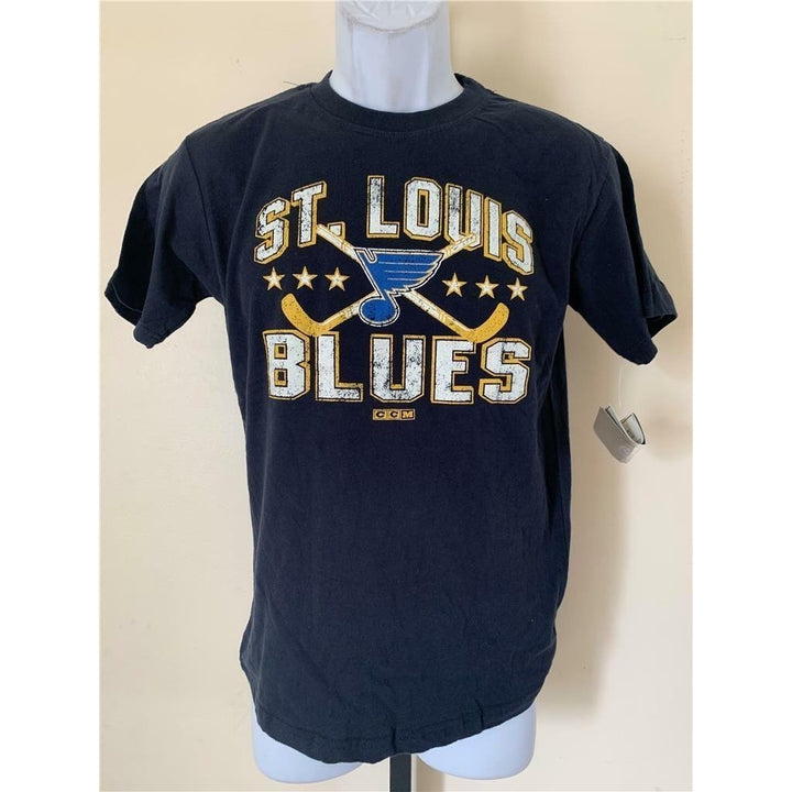 St. Louis Blues Youth Size M Medium Blue CCM Shirt Image 1