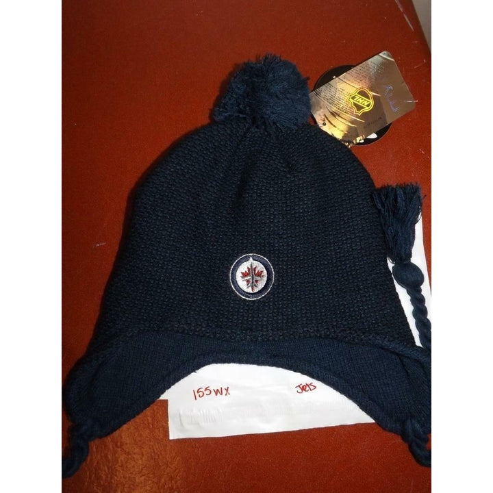 Winnipeg Jets Mens OSFA Blue Tassel Beanie Hat Image 4