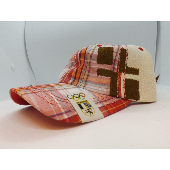 1948 St. Moritz Switzerland Winter Olympics Mens OSFA Plaid Cap Hat Image 2