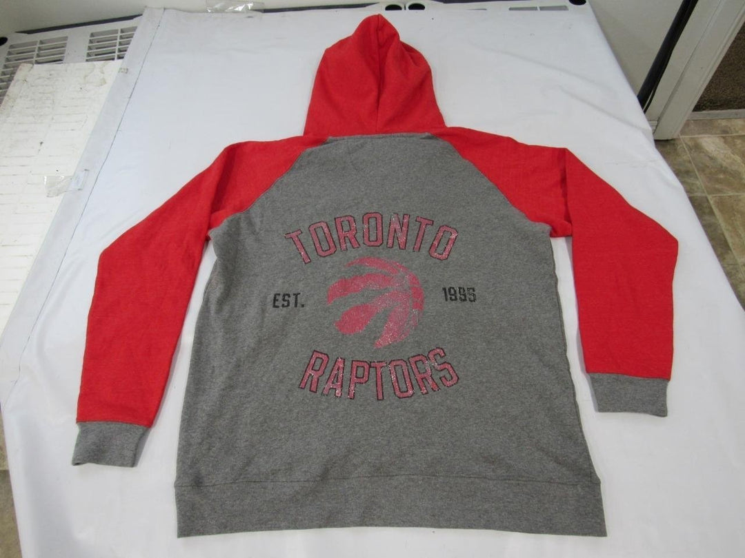 Toronto Raptors Est. 1995 Mens Size XL Gray Red Hoodie w/ distressed print Image 2