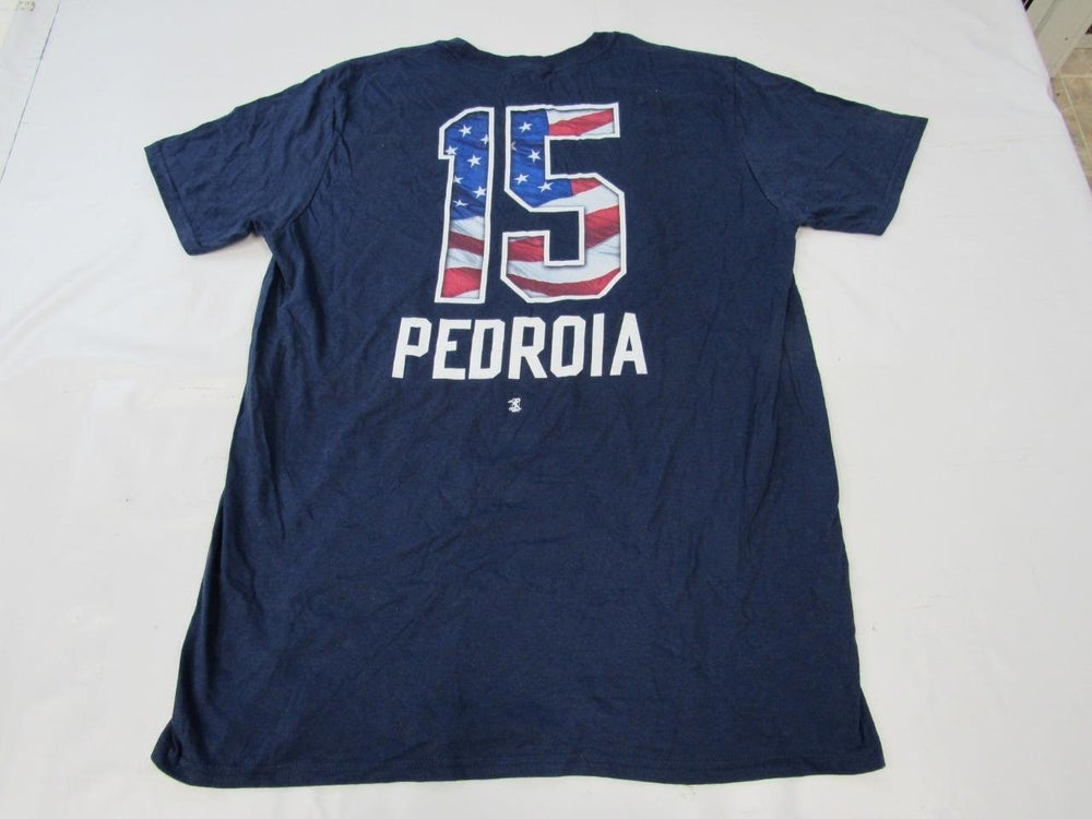 Boston Red Sox 15 Dustin Pedroia USA Themed Mens Size L Large Blue Shirt Image 2