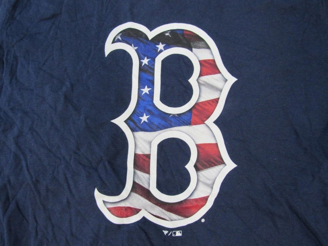 Boston Red Sox 15 Dustin Pedroia USA Themed Mens Size L Large Blue Shirt Image 3