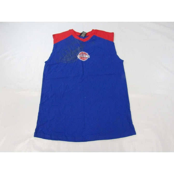 Detroit Pistons Youth Size XL XLarge (18/20) Adidas Blue Muscle Shirt Image 1