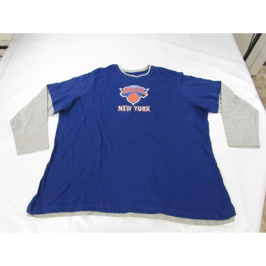 York Knicks Mens Size 3XL Blue Gray Majestic Long Sleeve Shirt Image 1