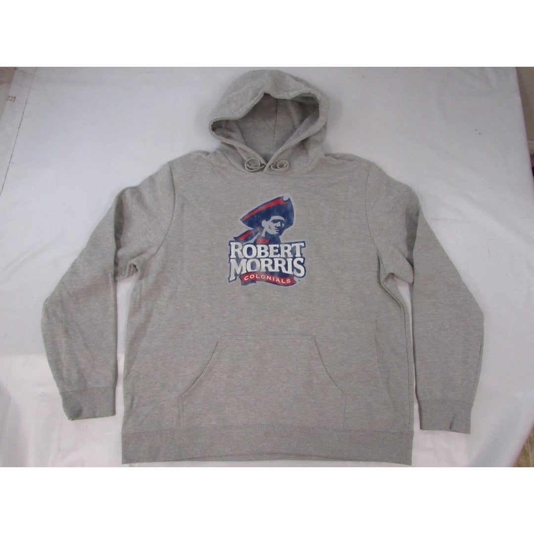 Robert Morris Colonials Mens Size 2XL Gray Hoodie w/ Distressed Print Image 1