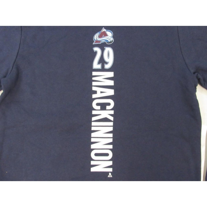 Colorado Avalanche 29 Nathan MacKinnon Mens Size L Large Blue Hoodie Image 4