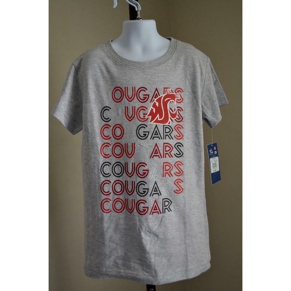 - WASHINGTON STATE COUGARS girls youth XLARGE XL (16) grey T-Shirt 66TA Image 1